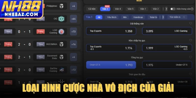 Loại hình cược nhà vô địch của giải 